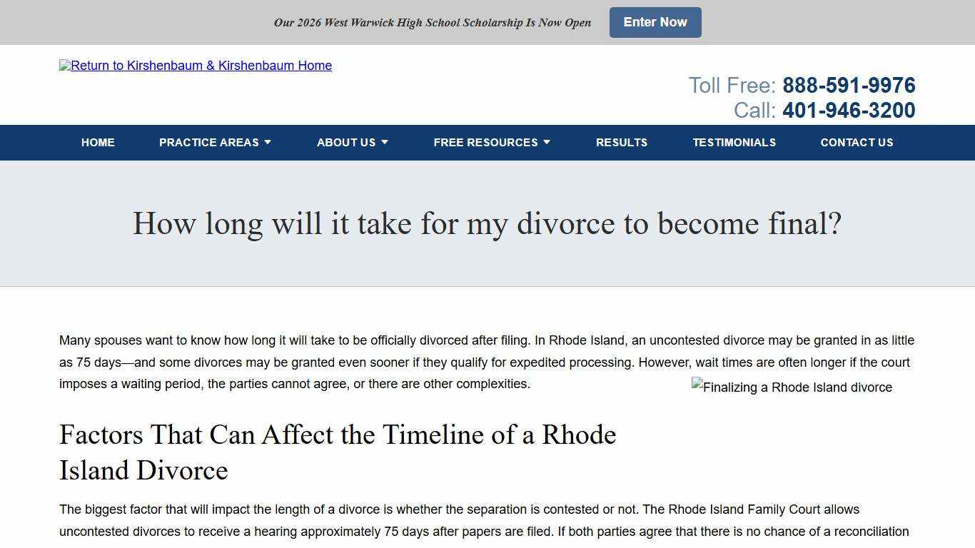 Timeline for a Rhode Island Divorce | Rhode Island Family Law Lawyer | Kirshenbaum & Kirshenbaum